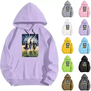Женская модная повседневная толстовка с капюшоном и принтом ведьмы на Хэллоуин с карманами и длинными рукавами S