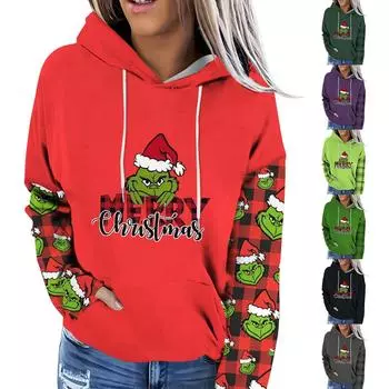 Женская модная повседневная толстовка с капюшоном и принтом Greentown с длинными рукавами L