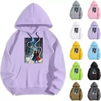 Женская модная повседневная толстовка с капюшоном и принтом ведьмы на Хэллоуин с карманами и длинными рукавами L