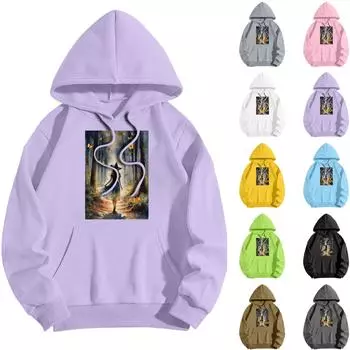 Женская модная повседневная толстовка с капюшоном и принтом ведьмы на Хэллоуин с карманами и длинными рукавами XXXL
