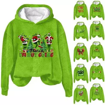 Женская модная повседневная толстовка с капюшоном и длинным рукавом из фланели с рождественским принтом XXXL красный