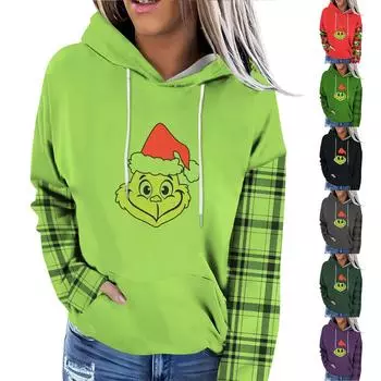 Женская модная повседневная толстовка с капюшоном и принтом Greentown с длинными рукавами XL зелёный