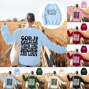 Женская модная повседневная толстовка с капюшоном и длинными рукавами, свободная, с принтом и круглым вырезом L чёрный