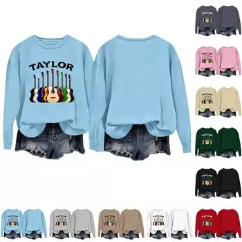 Женская модная повседневная толстовка с капюшоном и длинными рукавами, свободная, с принтом и круглым вырезом L чёрный