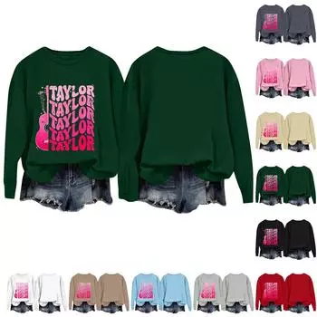 Женская модная повседневная толстовка с капюшоном и длинными рукавами, свободная, с принтом и круглым вырезом L чёрный