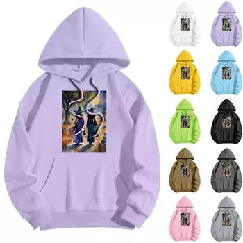 Женская модная повседневная толстовка с капюшоном и принтом ведьмы на Хэллоуин с карманами и длинными рукавами M розовый