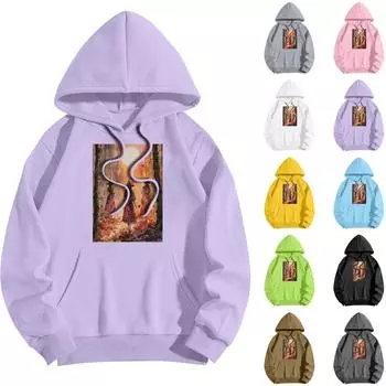 Женская модная повседневная толстовка с капюшоном и принтом ведьмы на Хэллоуин с карманами и длинными рукавами S