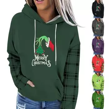 Женская модная повседневная толстовка с капюшоном и принтом Greentown с длинными рукавами S зелёный