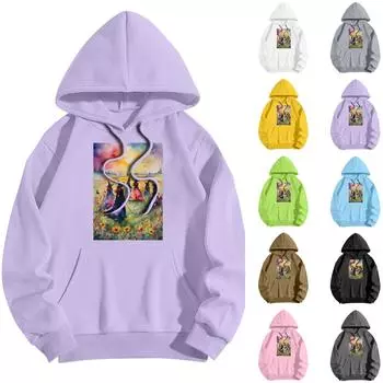 Женская модная повседневная толстовка с капюшоном и принтом ведьмы на Хэллоуин с карманами и длинными рукавами M