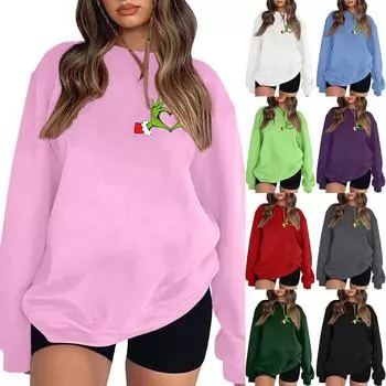 Женская модная повседневная толстовка с капюшоном и круглым вырезом с длинным рукавом и принтом XL фиолетовый