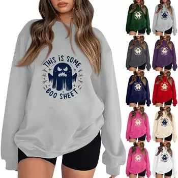 Женская модная повседневная толстовка с капюшоном с длинным рукавом и принтом Хэллоуина XL