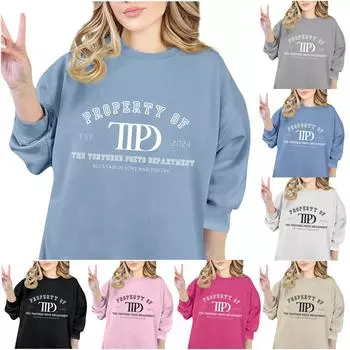 Женская модная повседневная толстовка с круглым вырезом и длинными рукавами с принтом букв M белый