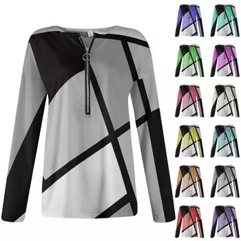 Женская модная повседневная толстовка с круглым вырезом, нерегулярная полосатая блузка с длинными рукавами XXL чёрный