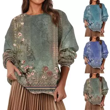 Женская модная повседневная толстовка с круглым вырезом и длинным рукавом в стиле ретро с принтом L