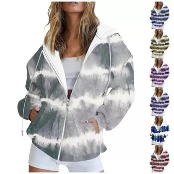Женская модная повседневная толстовка с принтом и длинным рукавом с карманом, кардиган, куртка, пальто с капюшоном на молнии XXL