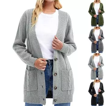 Женская модная повседневная трикотажная кофта с длинным рукавом S