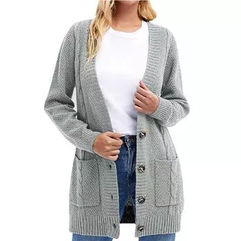 Женская модная повседневная трикотажная кофта с длинным рукавом XL