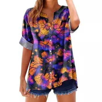 Женская модная, повседневная, удобная, свободного кроя футболка с принтом на Хэллоуин M