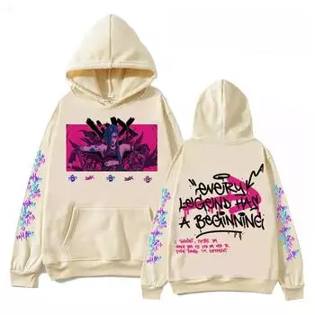 Женская модная повседневная универсальная повседневная толстовка с капюшоном, повседневная толстовка с длинными рукавами и нашивками сверху L бежевый