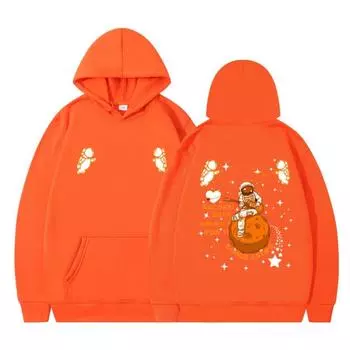 Женская модная повседневная универсальная повседневная толстовка с капюшоном, повседневная толстовка с длинными рукавами и нашивками сверху XXL оранжевый