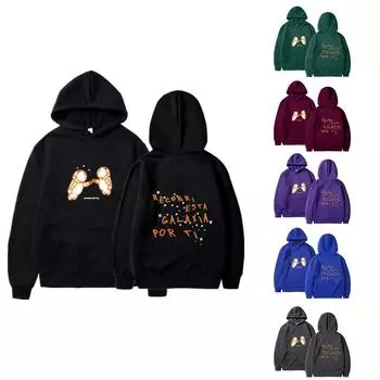 Женская модная повседневная универсальная повседневная толстовка с капюшоном, повседневная толстовка с длинными рукавами и нашивками сверху L чёрный