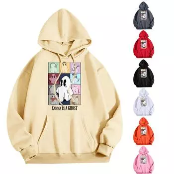 Женская модная повседневная универсальная повседневная толстовка с капюшоном, повседневная толстовка с длинными рукавами и нашивками сверху L бежевый