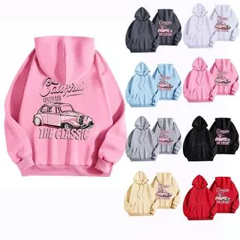 Женская модная повседневная универсальная повседневная толстовка с капюшоном, повседневная толстовка с длинными рукавами и нашивками сверху L красный