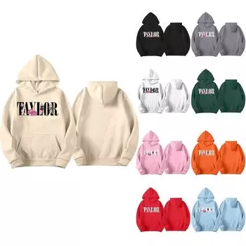 Женская модная повседневная универсальная повседневная толстовка с капюшоном, повседневная толстовка с длинными рукавами и нашивками сверху L бежевый