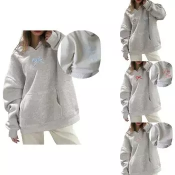 Женская модная повседневная универсальная повседневная толстовка с капюшоном, повседневная толстовка с длинными рукавами и нашивками сверху XXL розовый