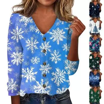 Женская модная принтованная длинная рукава вязаный кардиган куртка на пуговицах XXXXL