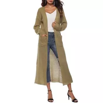 Женская модная принтованная ко Дню святого Валентина трикотажная куртка-кардиган с длинными рукавами на пуговицах S хаки