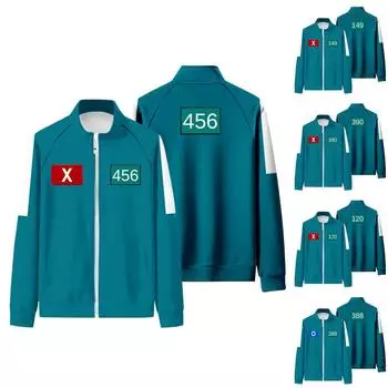 Женская модная принтованная куртка с длинными рукавами и застежкой-молнией L синий