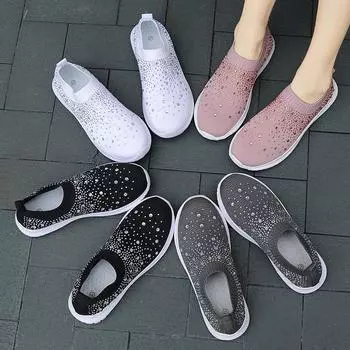 Женская модная прогулочная обувь без шнуровки, вулканизированная обувь, дышащие лоферы, повседневные блестящие кроссовки 35 белый