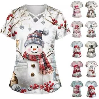 Женская модная рабочая одежда с v-образным вырезом, короткими рукавами, завязками и карманами, топы соответствующего цвета и защитная одежда XXL