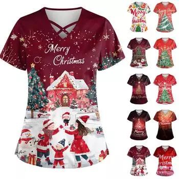 Женская модная рабочая одежда с v-образным вырезом, короткими рукавами, завязками и карманами, топы соответствующего цвета и защитная одежда M красный