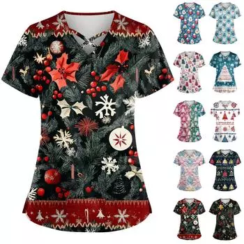 Женская модная рабочая одежда с v-образным вырезом, короткими рукавами, завязками и карманами, топы соответствующего цвета и защитная одежда L тёмно-синий