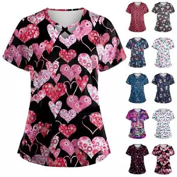 Женская модная рабочая одежда с v-образным вырезом, короткими рукавами, завязками и карманами, топы соответствующего цвета и защитная одежда L чёрный