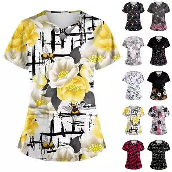 Женская модная рабочая одежда с v-образным вырезом, короткими рукавами, завязками и карманами, топы соответствующего цвета и защитная одежда L бежевый