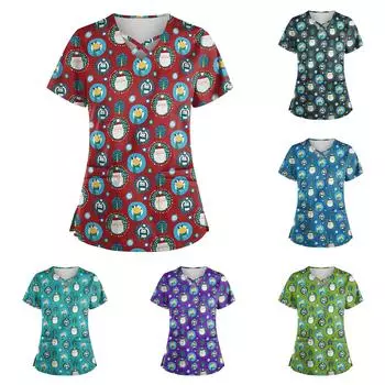 Женская модная рабочая одежда с v-образным вырезом, короткими рукавами, завязками и карманами, топы соответствующего цвета и защитная одежда L