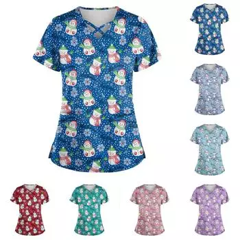 Женская модная рабочая одежда с v-образным вырезом, короткими рукавами, завязками и карманами, топы соответствующего цвета и защитная одежда XXL фиолетовый