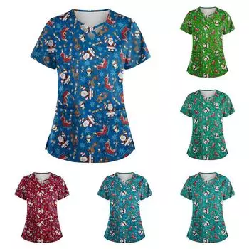 Женская модная рабочая одежда с v-образным вырезом, короткими рукавами, завязками и карманами, топы соответствующего цвета и защитная одежда XXXXL