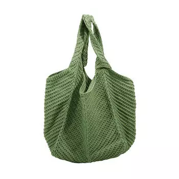 Женская модная ретро-сумка на одно плечо, плетеная крючком, дорожная легкая пляжная сумка для отдыха One Size зелёный