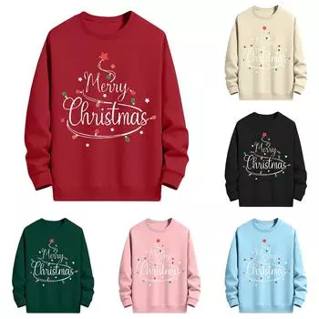 Женская модная рождественская принтованная толстовка с длинным рукавом и круглым вырезом XXXL чёрный