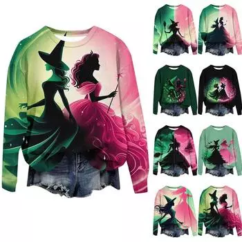 Женская модная рождественская принтованная толстовка с длинным рукавом и круглым вырезом L