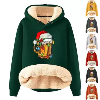 Женская модная рождественская шапка с капюшоном, плюшевая теплая свободная толстовка-свитшот L чёрный