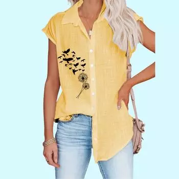 Женская модная рубашка с цветочным принтом весна/лето, тонкий топ без рукавов с принтом, женская повседневная блузка на пуговицах S белый