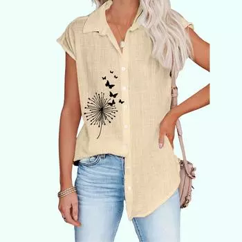 Женская модная рубашка с цветочным принтом весна/лето, тонкий топ без рукавов с принтом, женская повседневная блузка на пуговицах S белый