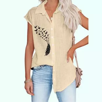 Женская модная рубашка с цветочным принтом весна/лето, тонкий топ без рукавов с принтом, женская повседневная блузка на пуговицах S белый