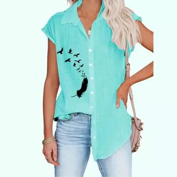 Женская модная рубашка с цветочным принтом весна/лето, тонкий топ без рукавов с принтом, женская повседневная блузка на пуговицах S белый