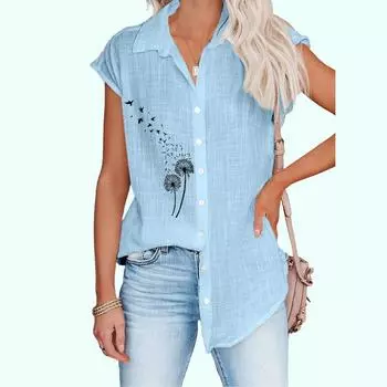 Женская модная рубашка с цветочным принтом весна/лето, тонкий топ без рукавов с принтом, женская повседневная блузка на пуговицах S белый